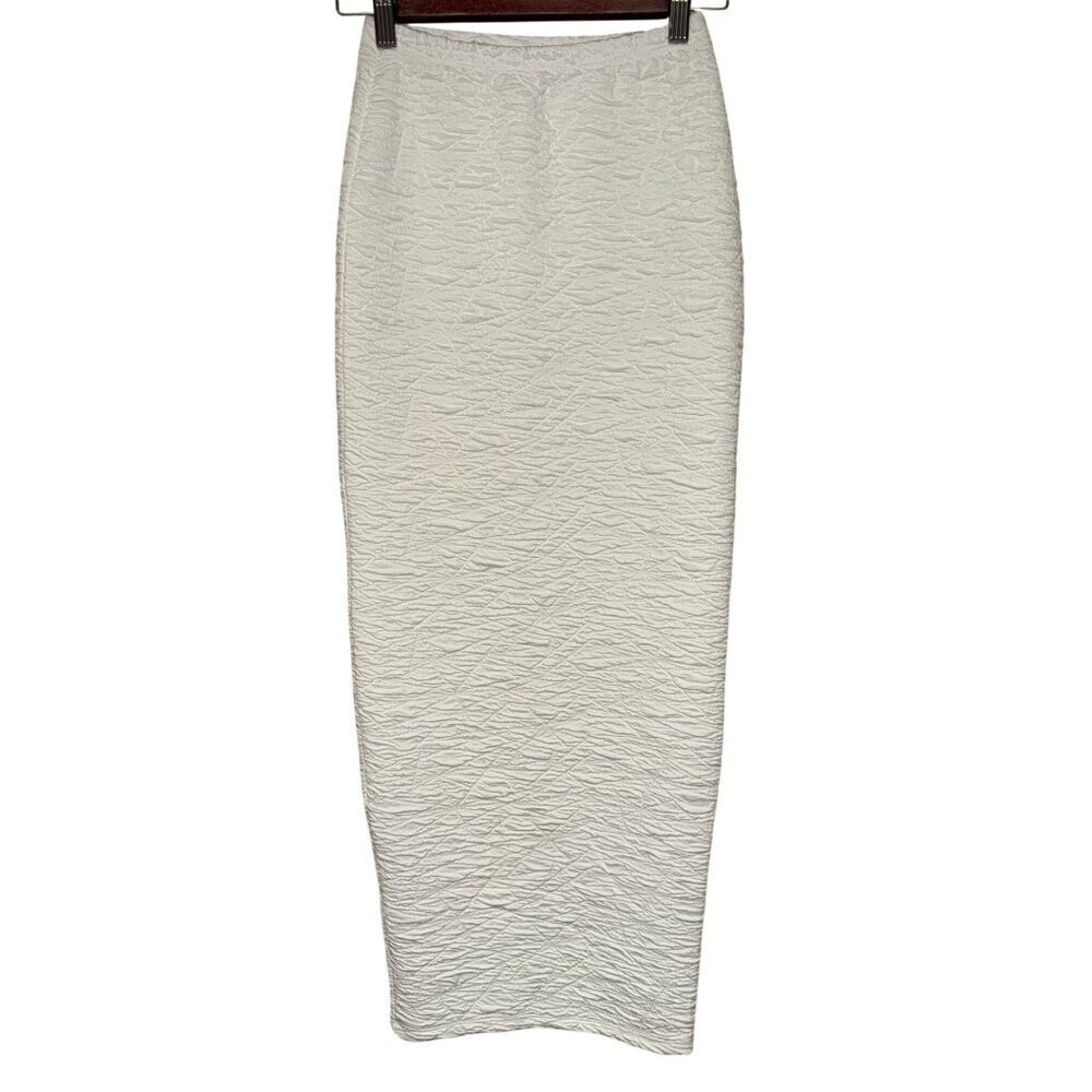 NEW Good American Women's Skirt Scrunchie Maxi Skirt Ivory 90s Pull On Size 0 - Picture 5 of 11